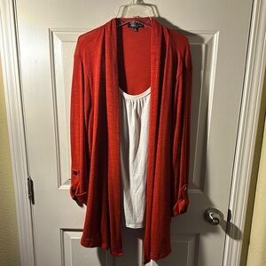 Chico's Red Open Front Cardigan
